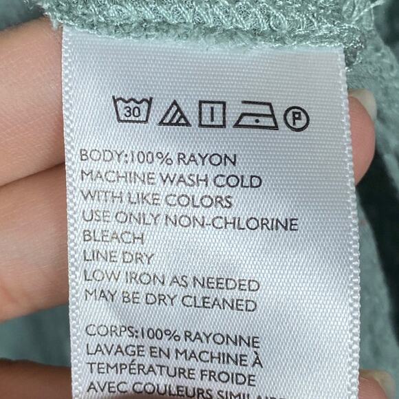 Silence + Noise Women Blouse Sage Green Criss Cross V Neck Long Sleeve Medium - Picture 5 of 11